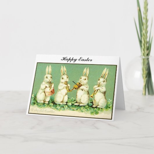 Vintage Musical Easter bunnies Feestdagen Kaart (Voorkant)
