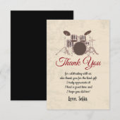 vintage, musique, batterie, carte de remerciements (Devant / Derrière)