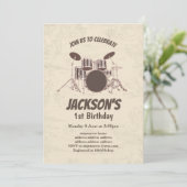 vintage, musique, batterie, invitation d'anniversa (Debout devant)