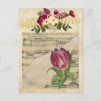 Vintage Musique victorienne Romance Tulips Carte p