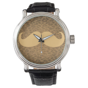 Vintage Mustache op de luipaard Horloge