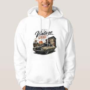 Vintage Mustang Route 66 Garage Zonsondergang Graf Hoodie