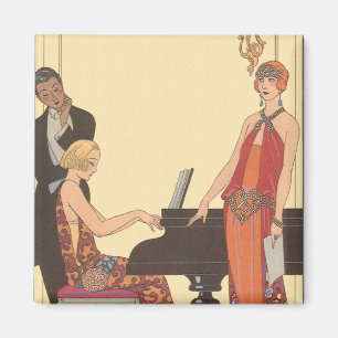 Vintage muziek, Art Deco pianist musicus zanger Magneet