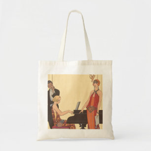 Vintage muziek, Art Deco pianist musicus zanger Tote Bag