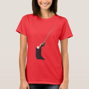 Vintage muziek, dirigent hand die een dirigeerstok t-shirt