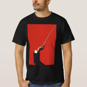 Vintage muziek, dirigent hand die een dirigeerstok t-shirt