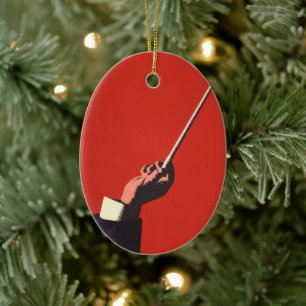 Vintage muziek, Dirigent Hand Houdt een Stok Keramisch Ornament