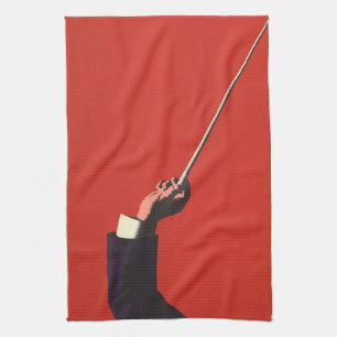 Vintage muziek, Dirigent Hand Houdt een Stok Theedoek