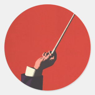 Vintage muziek, Dirigent's hand die een dirigeerst Ronde Sticker
