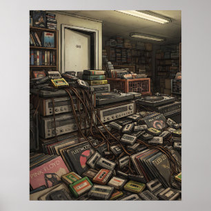 Vintage Muziek Geïnspireerde Liminale Achterkamers Poster