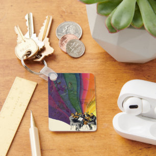 Vintage muziek regenboog, Victoriaans paar dansend Sleutelhanger