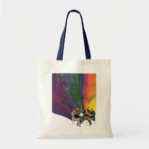 Vintage muziek regenboog, Victoriaans paar dansend Tote Bag