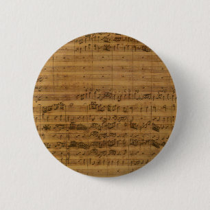 Vintage muziek van Johann Sebastian Bach Ronde Button 5,7 Cm