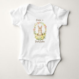 Vintage My First Easter Bunny Floral Wreath Romper