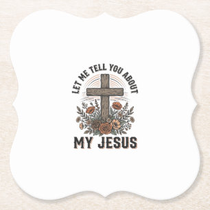 Vintage My Jesus Bloemstuk Kruis Christelijk T-shi Kartonnen Onderzetters