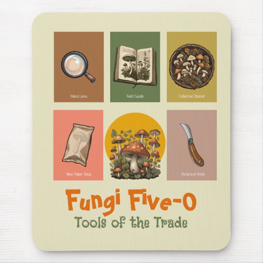 Vintage Mycologist Toolkit: Fourageer Essentials Muismat (Voorkant)