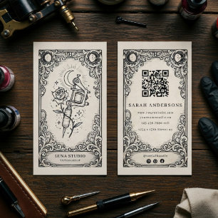 Vintage Mystieke Tatoeagekunstenaar Hemels Tarot Visitekaartje