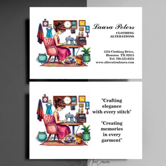 Vintage naaimachine kledingswisseling visitekaartje