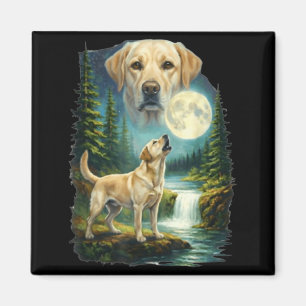 Vintage Nacht Labrador Retriever Huilende Maan Magneet