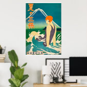 Vintage nage Girl Japan City Travel Poster 1930s (Bureau à domicile)