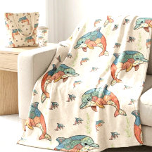 Vintage namaak quiltpatchwork dolfijn ontwerp