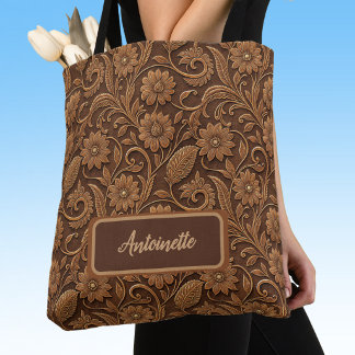Vintage namaakleer met gedecoreerde look bloemen draagtas