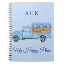 Vintage Nantucket Waterverf Bloemmotief Blauwe Tru