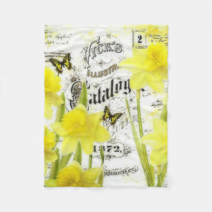 vintage narcissen fleece deken