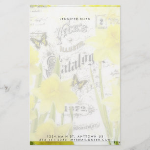 Vintage narcissen gepersonaliseerd briefpapier