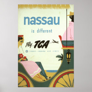 Vintage Nassau Bahamas Reis Poster