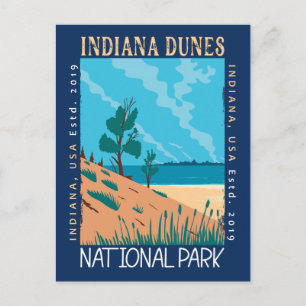 Vintage nationaal park Indiana Dunes Briefkaart