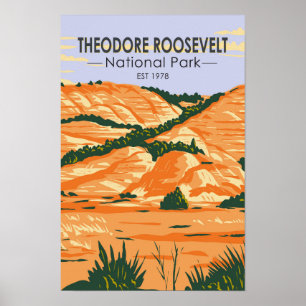 Vintage Nationaal Park Theodore Roosevelt Poster