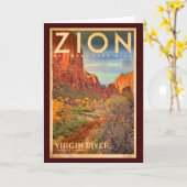 Vintage Nationaal Park Wenskaarten Zion Kaart (Gele Bloem)