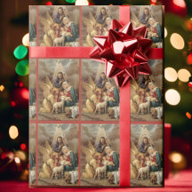 Vintage Nativity Holy Family w Angel Christmas