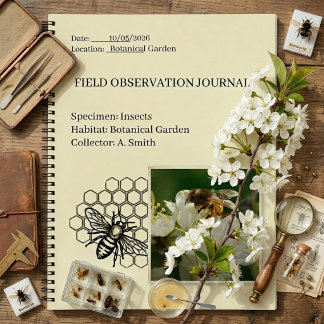 Vintage Natuur- en Insecten Veldwaarnemingsjournaa Notitieboek