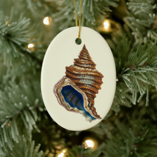 Vintage Nautical George Shaw Blauwe Conch Schelp K Keramisch Ornament