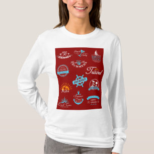 Vintage Nautical Reizen Badge Collectie T-shirt