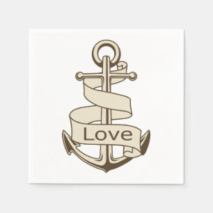 Vintage Nautical Ship Anchor Love Wedparty Servetten