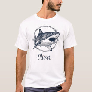 Vintage Nautilus Grote Witte Haai T-shirt