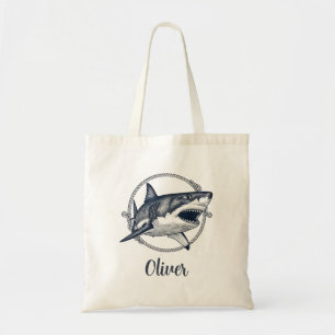 Vintage Nautilus Grote Witte Haai Tote Bag