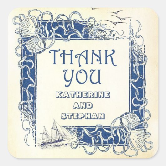 vintage nautique merci autocollants (Devant)