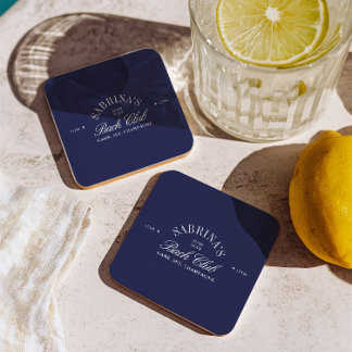 Vintage Navy Country Club Bachelorette Party Vierkante Kartonnen Onderzetter