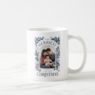 Vintage Navy Merriest Christmas Twee Foto Koffiemok