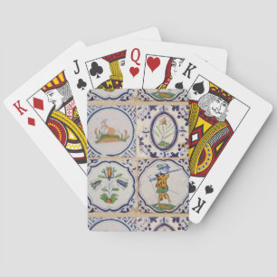 Vintage Nederlandse Delfts aardewerk 17e-eeuwse po Pokerkaarten