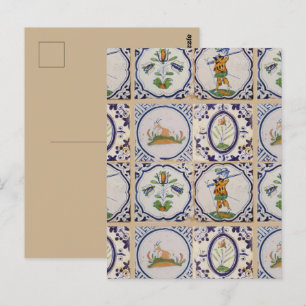 Vintage Nederlandse Delftsblauwe Tegels 17e-eeuwse Briefkaart