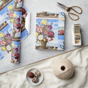 Vintage Nederlandse Gouden Eeuw Bloemstuk Stilleve Cadeaupapier