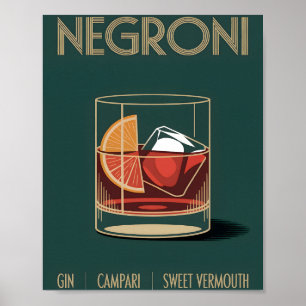 Vintage Negroni-cocktailprint voor thuisbarposter Poster