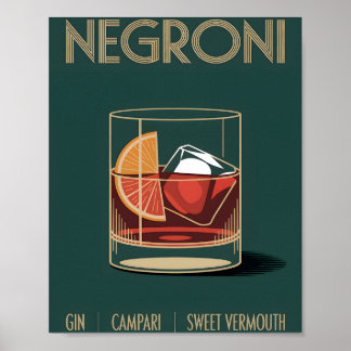 Vintage Negroni-cocktailprint voor thuisbarposter Poster