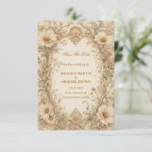 Vintage Neutrale Botanisch Save The Date (Staand voorkant)