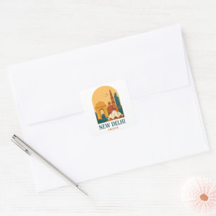 Vintage New Delhi India Reissticker – Retro Vierkante Sticker